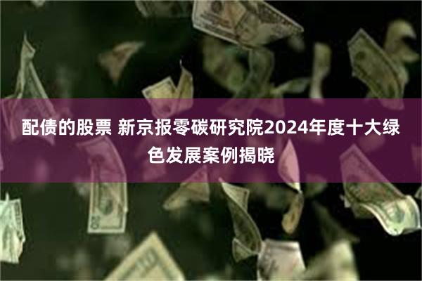 配债的股票 新京报零碳研究院2024年度十大绿色发展案例揭晓