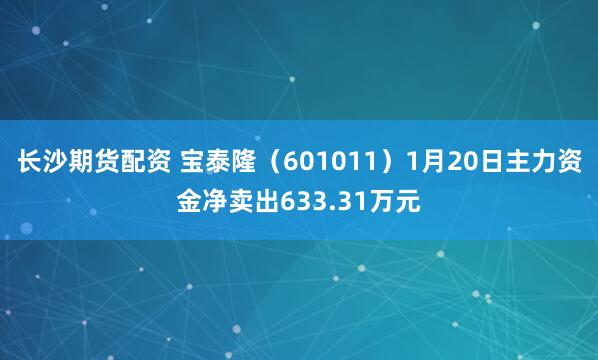 长沙期货配资 宝泰隆（601011）1月20日主力资金净卖出633.31万元