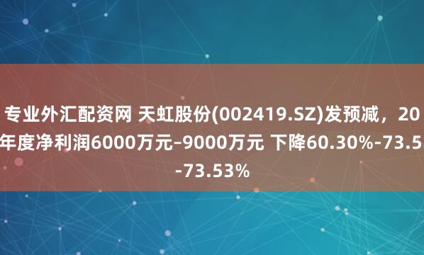 专业外汇配资网 天虹股份(002419.SZ)发预减，2024年度净利润6000万元–9000万元 下降60.30%-73.53%